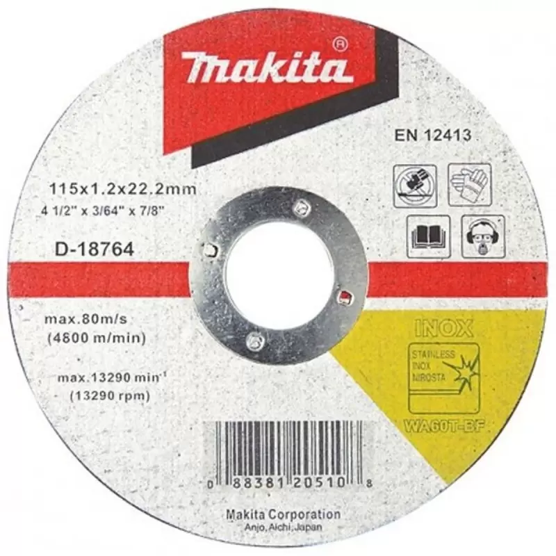 Disco abrasivo corte Inoxidable 4.5" x 1.2mm (WA60T-BF)