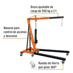 Grúa Hidráulica Tipo Pluma 2 Ton Truper 12888