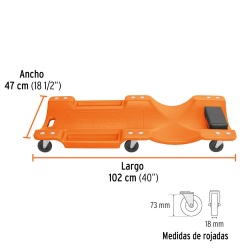 Camilla Plástica para Mecánico 7 x 47 x 102cm Truper 100904