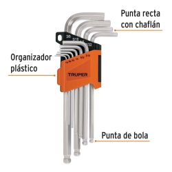 Juego de Llave Allen Punta Esférica 10 Piezas Truper 13643