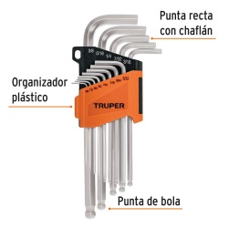 Juego de Llave Allen Punta Esférica 13 Piezas Truper 13645