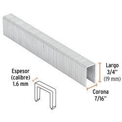 Grapas 7/16" x 3/4" 1000 Unidades Truper 13320