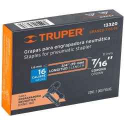 Grapas 7/16" x 3/4" 1000 Unidades Truper 13320