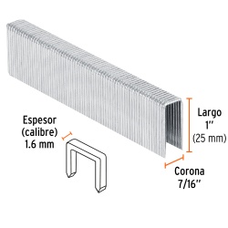 Grapas 7/16" x 1" 1000 Unidades Truper 13321