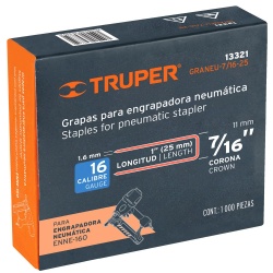 Grapas 7/16" x 1" 1000 Unidades Truper 13321