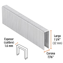 Grapas 7/16" x 1 1/4" 1000 Unidades Truper 13334