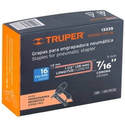 Grapas 7/16" x 1 1/2" 1000 Unidades Truper 13335