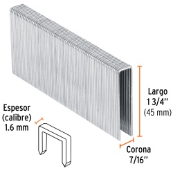 Grapas 7/16" x 1 3/4" 1000 Unidades Truper 13348