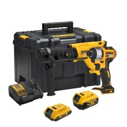 Rotomartillo Sds-Plus + Atornillador de Impacto 1/4" 20V 2 Bat + Amoladora 4 1/2" Dewalt DCK260D1P1T-K8