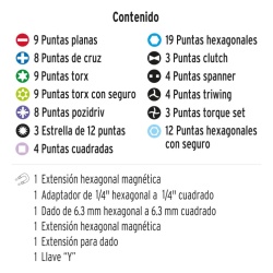 Juego de Bits y Adaptadores 100 Piezas Truper 17794