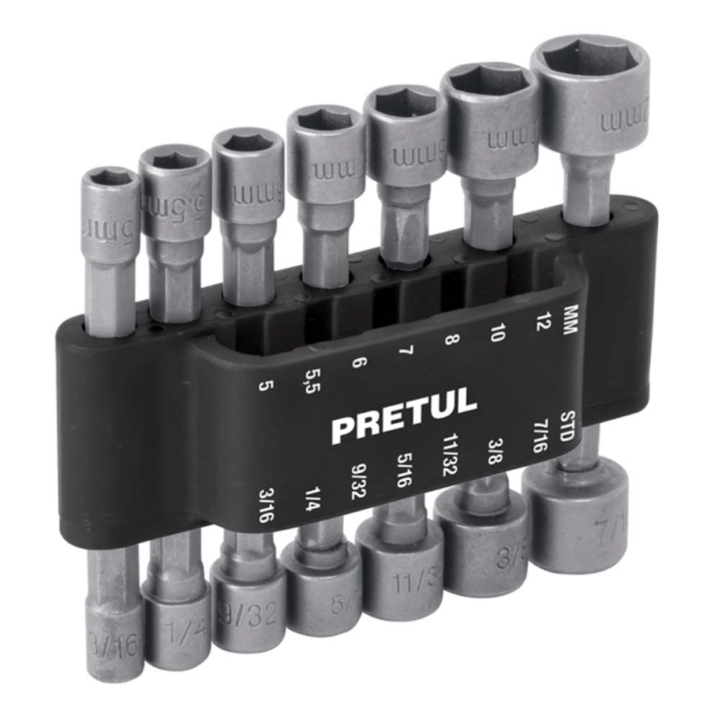 Set de Dados Hexagonal Milimétrico 1/4" Corto 14 Pzs Pretul 12844