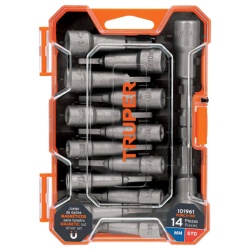 Set de Dados Hexagonal Milimétrico 1/4" Corto 14 Pzs Truper 101961