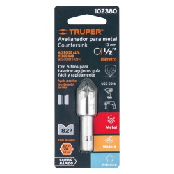 Broca Avellanadora HSS 1/4" Hex 13 x 50mm para Metal, Madera y Plástico Truper 102380