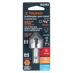 Broca Avellanadora HSS 1/4" Hex 19 x 50mm para Metal, Madera y Plástico Truper 102382