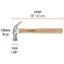 Martillo de Uña Curva 16 Oz Truper 16752