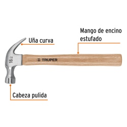 Martillo de Uña Curva 16 Oz Truper 16752