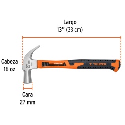 Martillo de Uña Curva 16 Oz Truper 10851