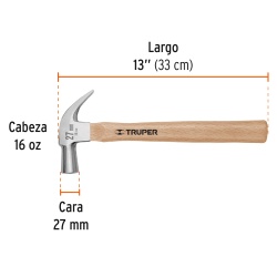 Martillo de Uña Curva 16 Oz Truper 10560
