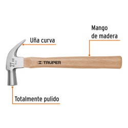Martillo de Uña Curva 16 Oz Truper 10560