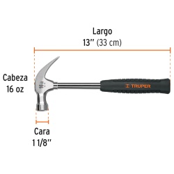 Martillo de Uña Curva 16 Oz Truper 16700
