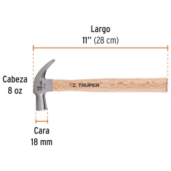 Martillo de Uña Curva 8 Oz Truper 10554