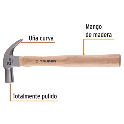 Martillo de Uña Curva 14 Oz Truper 10558