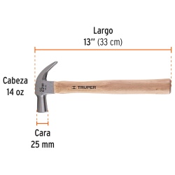 Martillo de Uña Curva 14 Oz Truper 10558