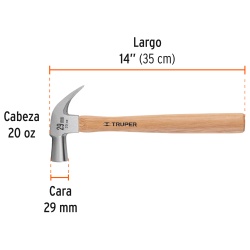 Martillo de Uña Curva 20 Oz Truper 10561