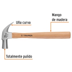 Martillo de Uña Curva 20 Oz Truper 10561
