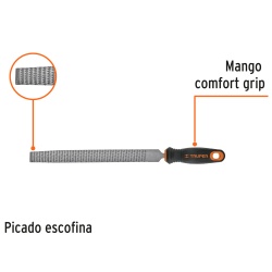 Escofina Media Caña 13/16" x 8" Corte Bastarda Truper 15321