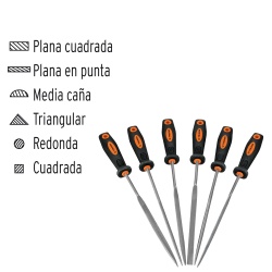 Juego de Limas de Aguja 6" 6 Piezas Truper 15240