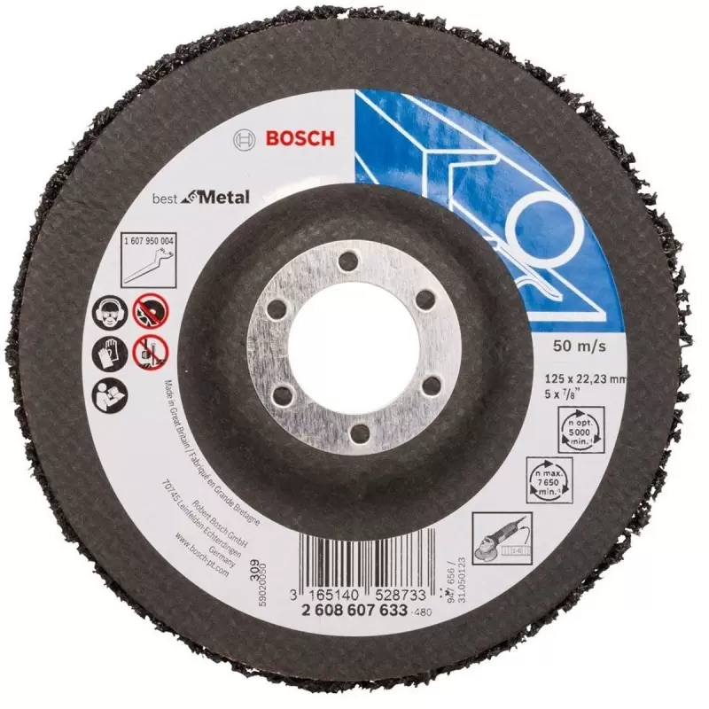 Disco de Vellón 5" x 7/8" para Metal y Acero Inoxidable Bosch 2608.607.633-000