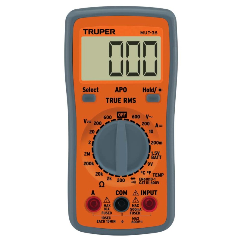 Multimetro Digital + 600 mV - 200 V Truper 100360