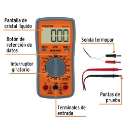 Multimetro Digital + 600 mV - 200 V Truper 100360