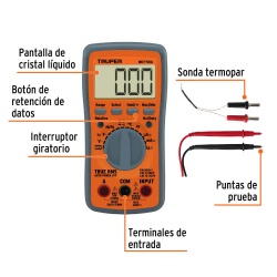Multimetro Digital + 400 mV - 600 V Truper 100361