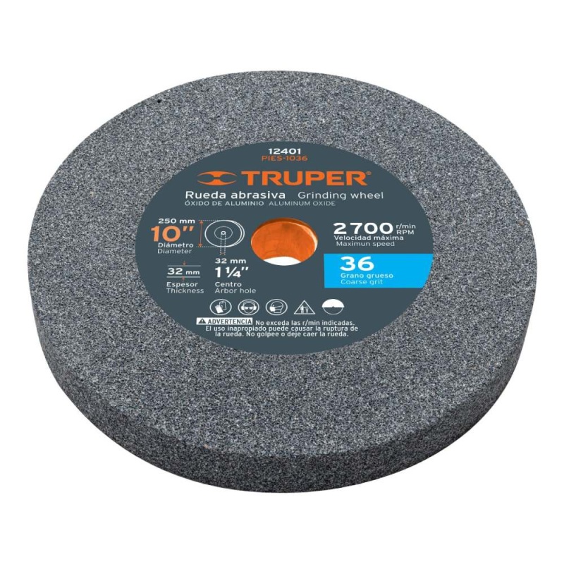 Piedra Abrasiva 10" x 32mm x 1 1/4" Grano 36 Truper 12401