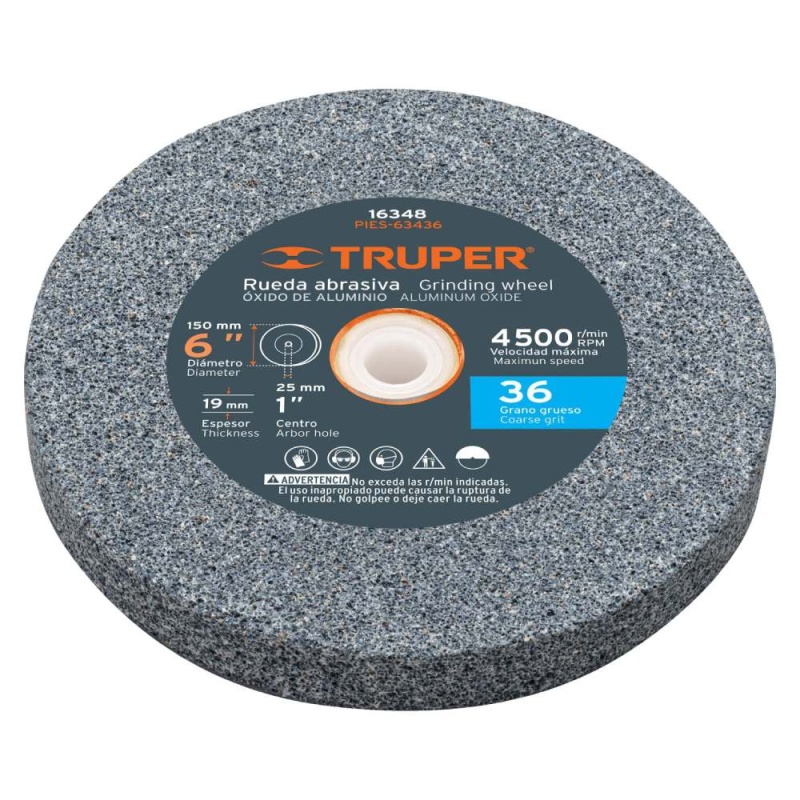 Piedra para Esmeril 6" Grano 36 Truper 16348