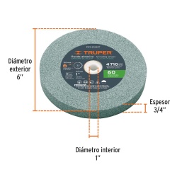 Piedra para Esmeril 6" Grano 60 Truper 16405