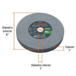Piedra para Esmeril 8" Grano 60 Truper 16412