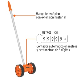Odómetro con Rueda Antideslizante y Mango Telescopico Truper 15830