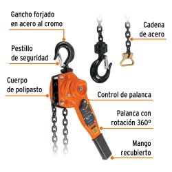 Tecle Industrial con Planca 3/4 Ton Truper 16840