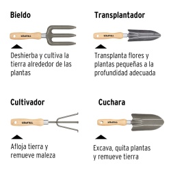 Juego de 4 Herramientas 6" para Jardín Truper 15030