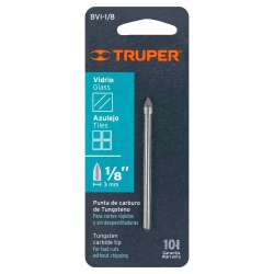 Broca 1/8" x 2" para Vidrio Truper 11700
