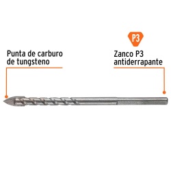 Broca 3/16" x 3" para Vidrio Truper 101826