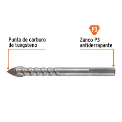 Broca 3/8" x 4" para Vidrio Truper 101829