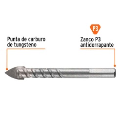 Broca 1/2" x 4" para Vidrio Truper 101840