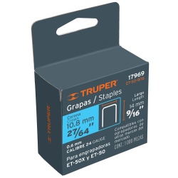 Grapas 9/16" x 10.6 x 0.6mm 1000 Unidades Truper 17969