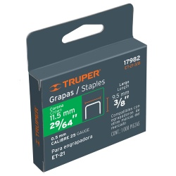 Grapas 3/8" x 11.2 x 0.5mm 1000 Unidades Truper 17982