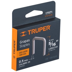 Grapas 5/16" x 11.2 x 0.5mm 1000 Unidades Truper 17971