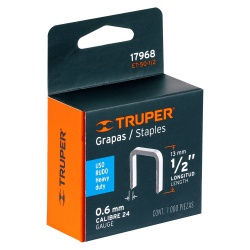 Grapas 1/2" x 10.6 x 0.6mm 1000 Unidades Truper 17968